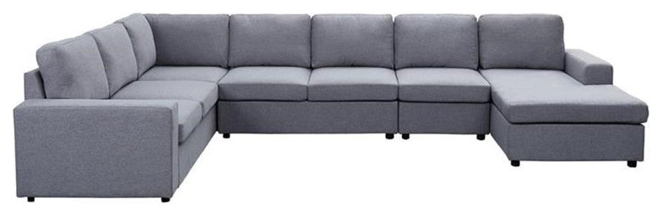 Hayden Light Gray Linen 7 Seat Reversible Modular Sectional Sofa Chaise