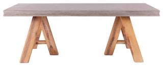 18" Concrete and Solid Acacia Wood Coffee Table