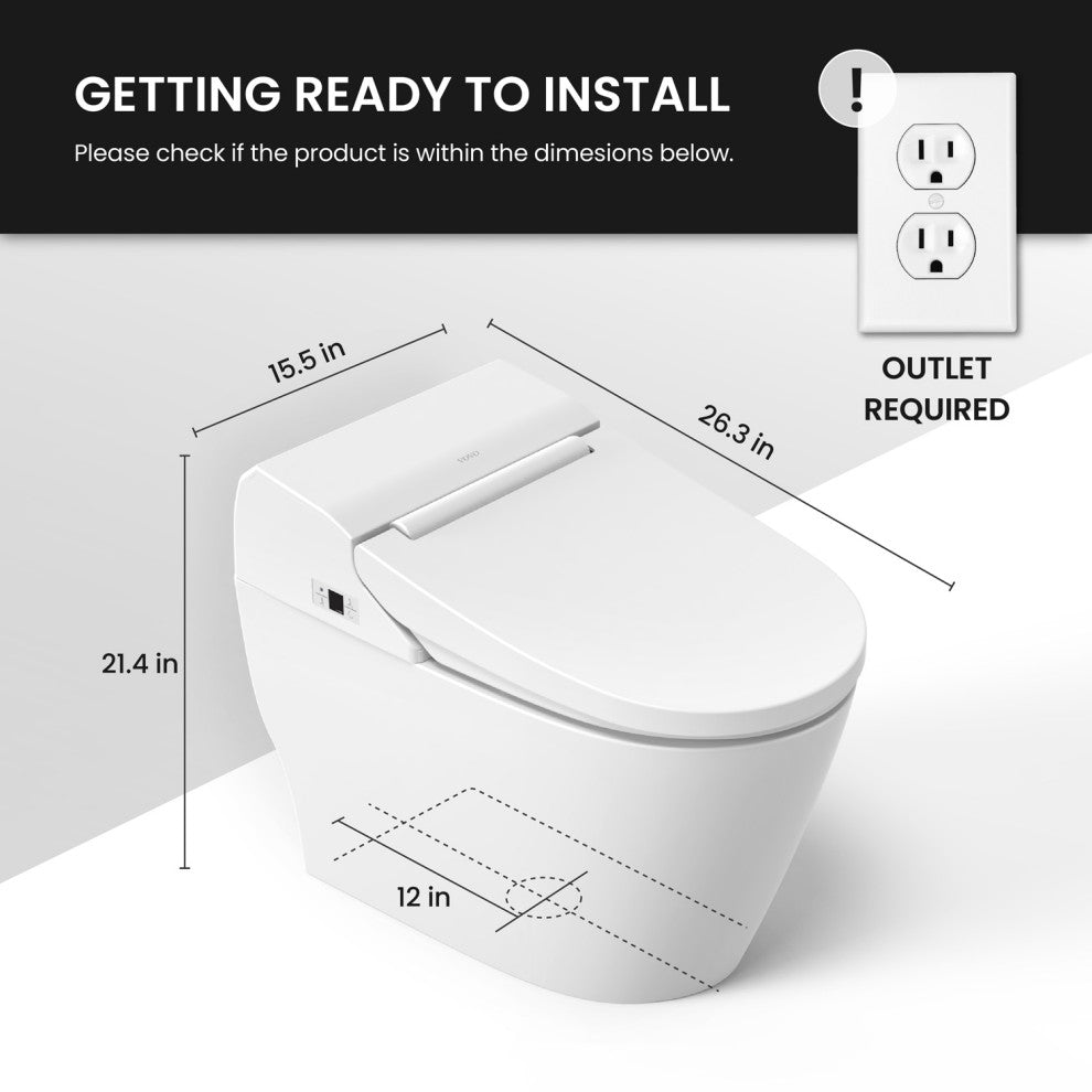 Smart Bidet Toilet with UV-A, White