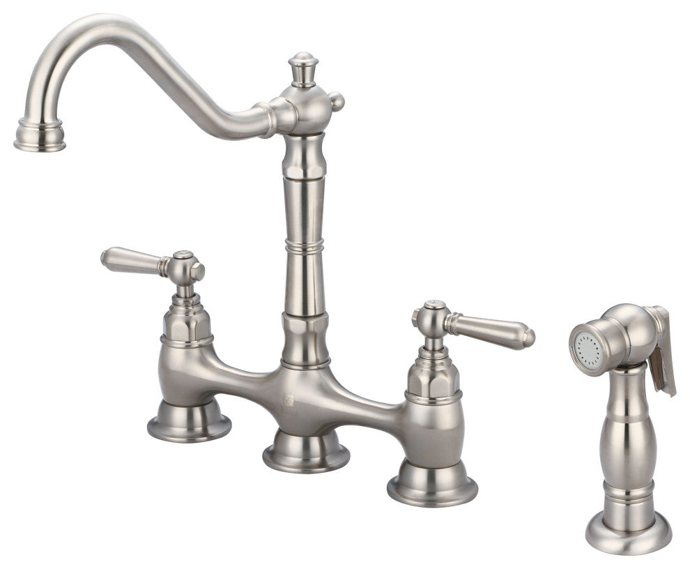 Americana Two Handle Kitchen Bridge Faucet, PVD Brushed Nickel
