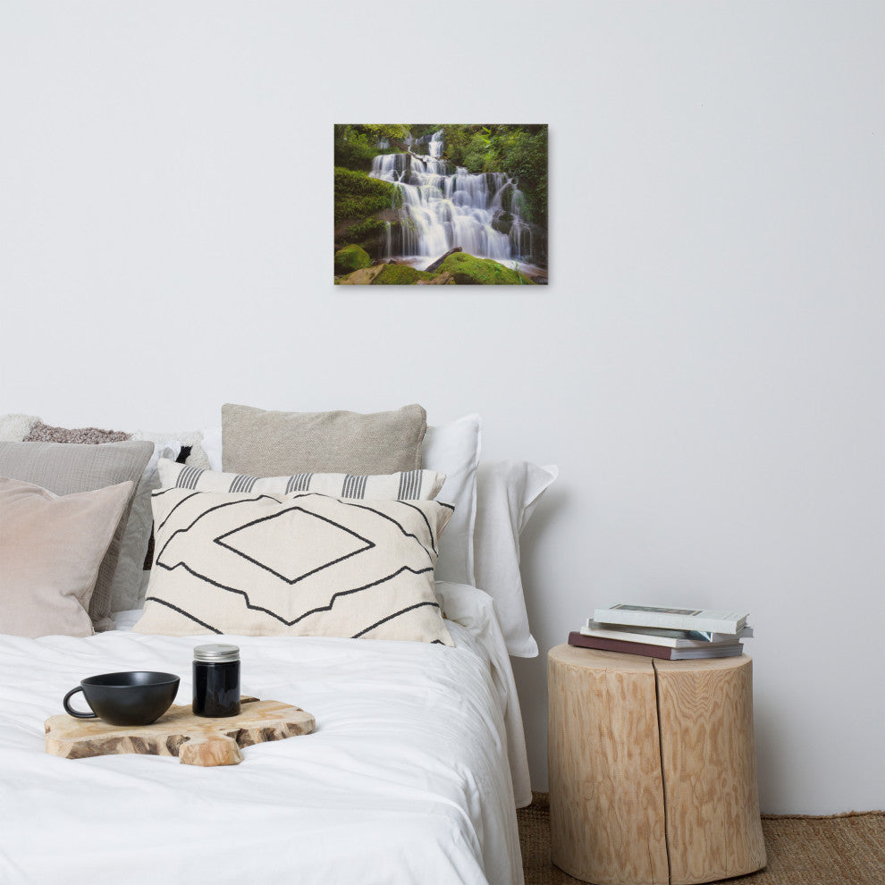 Cascading Water at Mun Daeng Waterfall Landscape Photo Canvas Wall Art Prints, 18" X 24"
