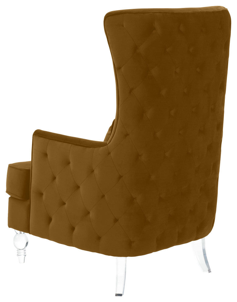 Aubree Chair With Acrylic Legs, Cognac