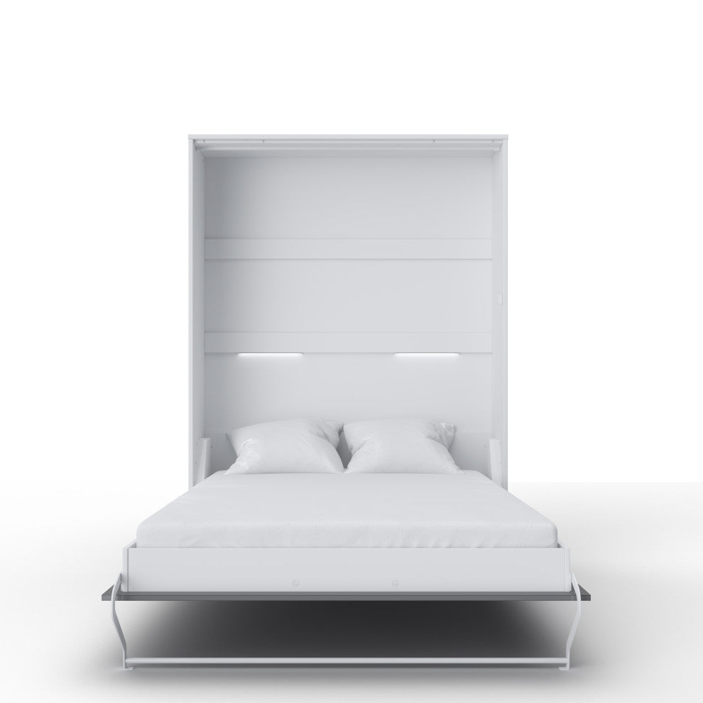 INVENTO Vertical Wall Bed, 55.1 x 78.7 inch, White/Grey