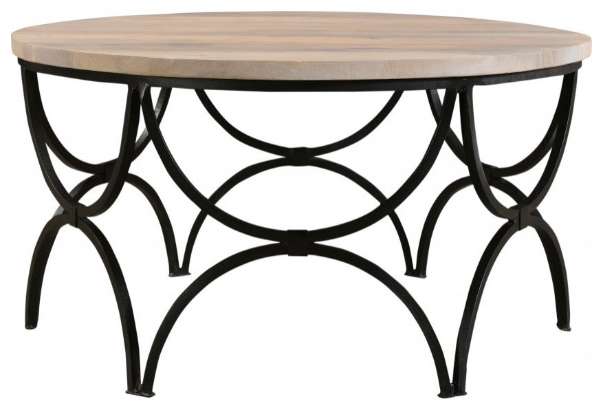 Round Retro Modern Iron Coffee Table