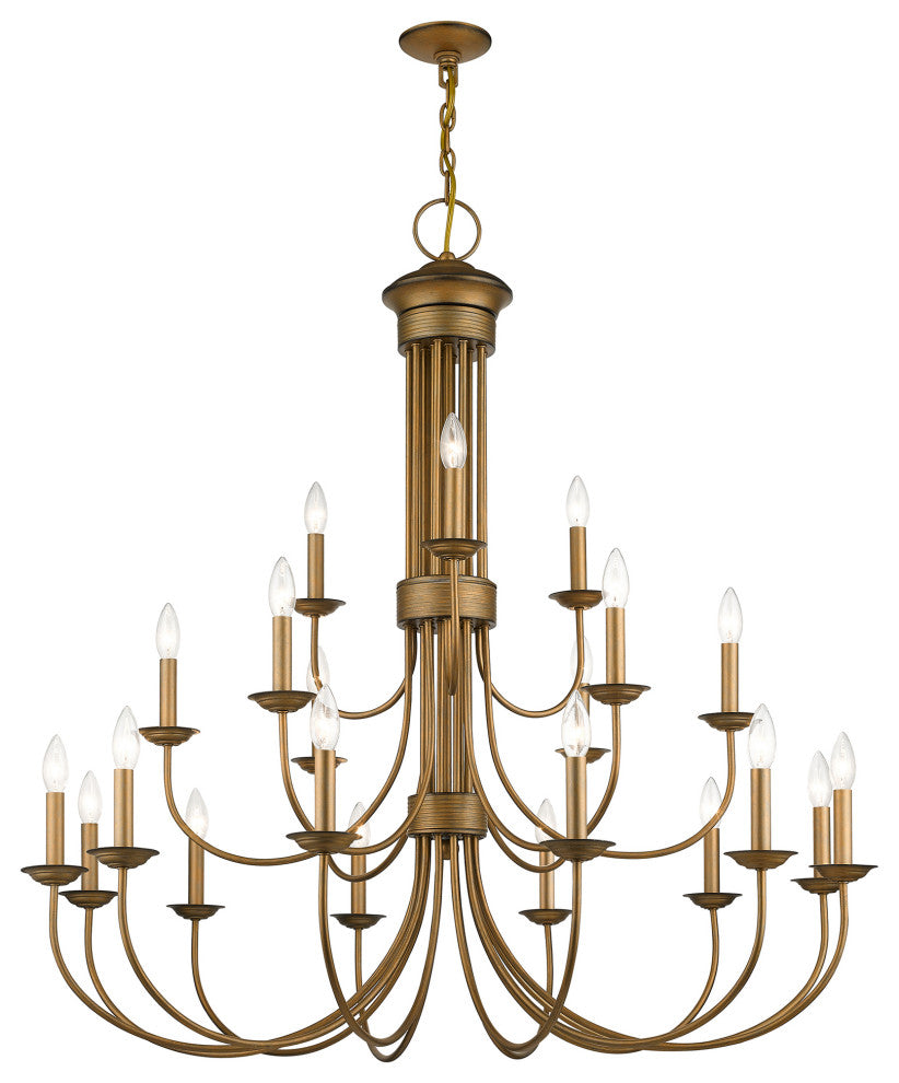 Estate 21-Light Antique Gold Leaf Extra Large Chandelier