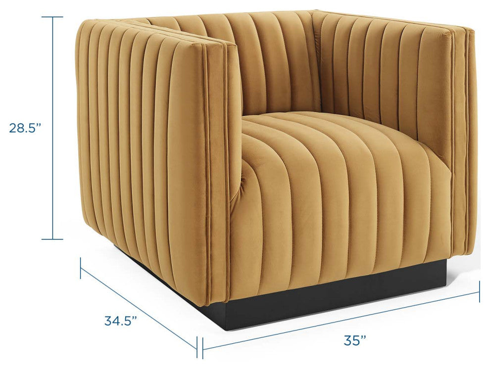 Tufted Armchair Accent Chair, Velvet, Brown, Modern, Living Lounge Hospitality
