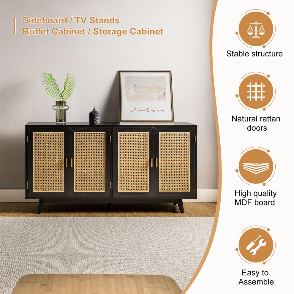 Media Storage TV Stand, Up to 65", Black