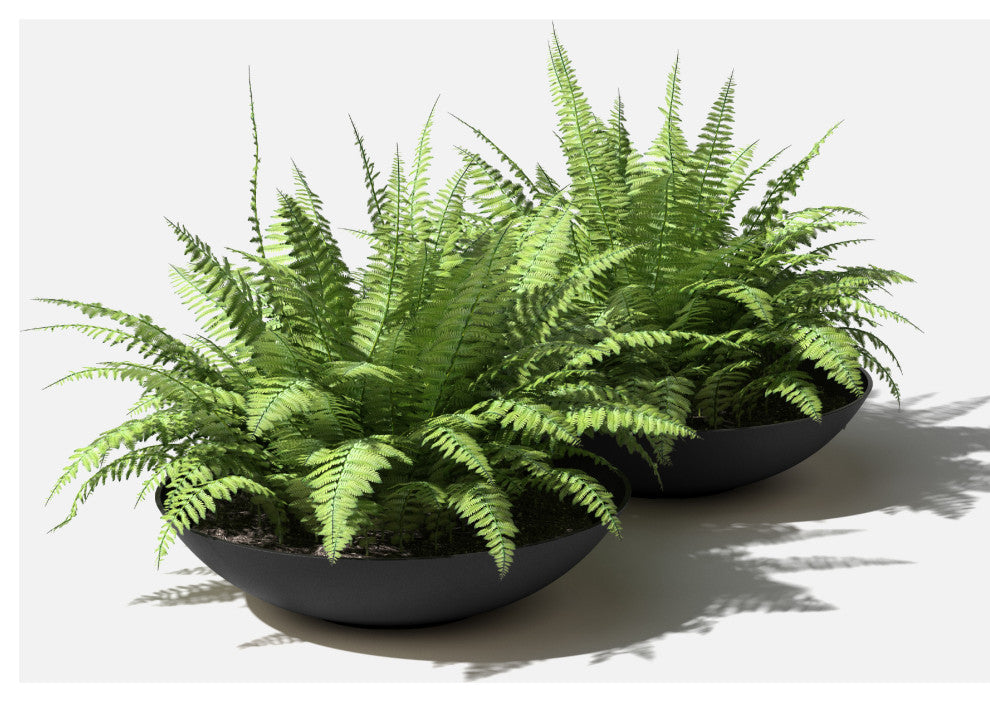 Lane Round Planter Bowl, Black, 32'', 2 Pack