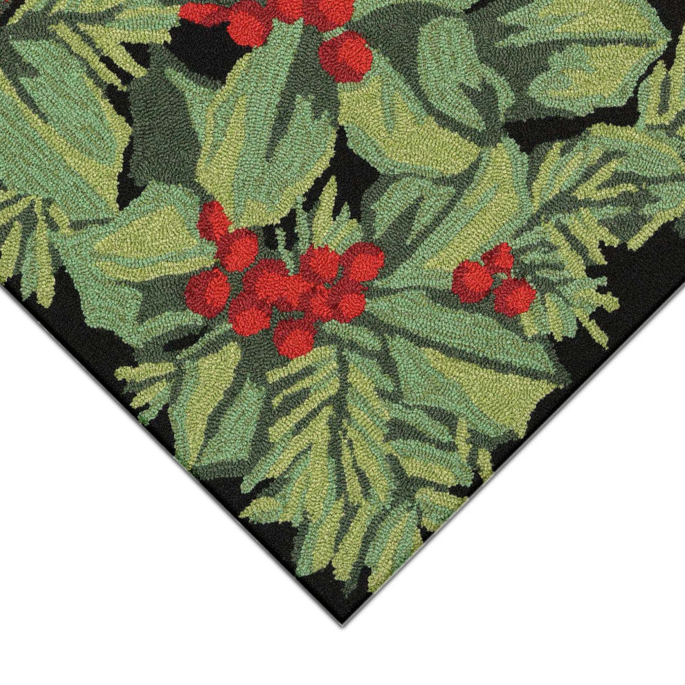 Frontporch Hollyberries Indoor/Outdoor Rug Black 2'6x4'