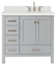 ARIEL Cambridge 37" Right Offset Oval Sink Bathroom Vanity Grey With Quartz Top