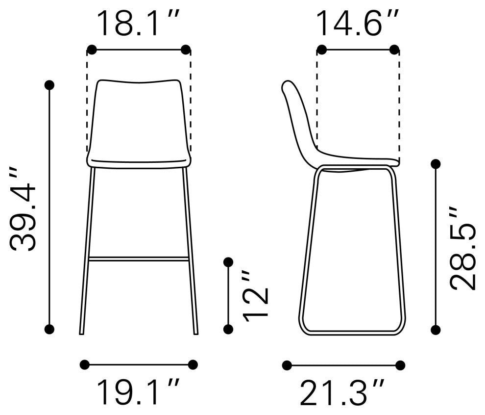 Smart Bar Chair, Set of 2 Burnt Orange