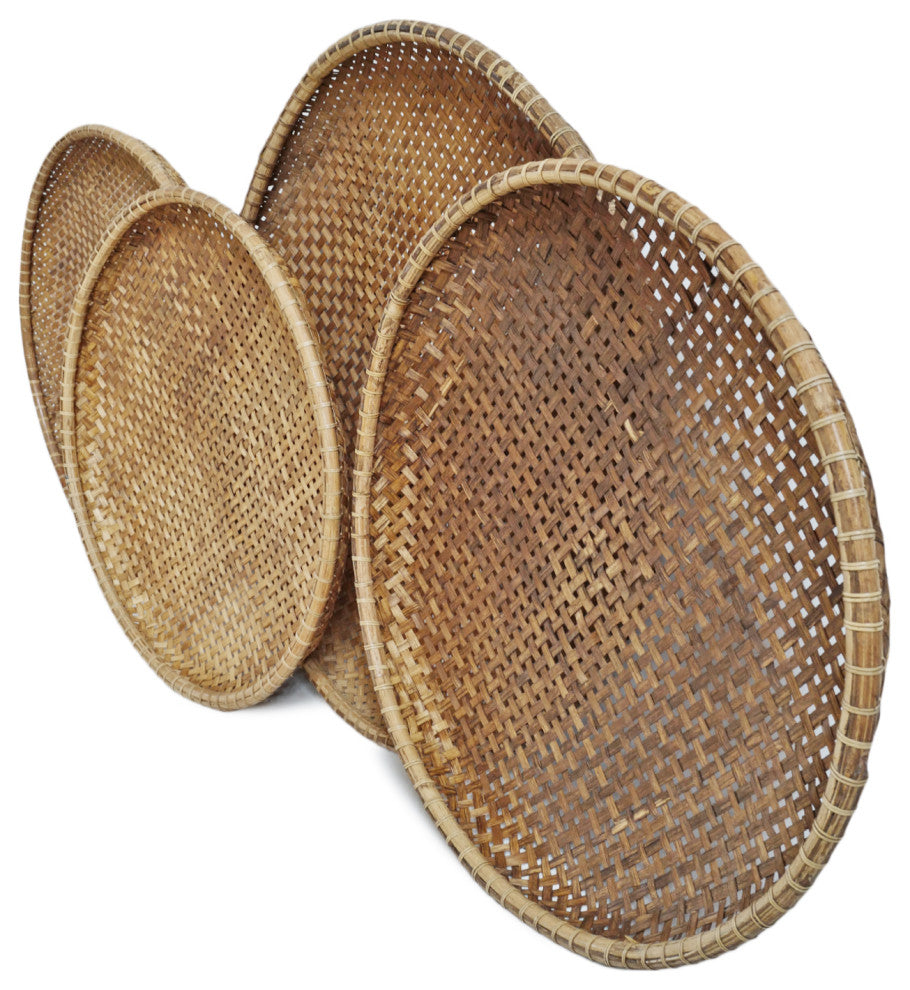 Bamboo Woven Round Tray, Large