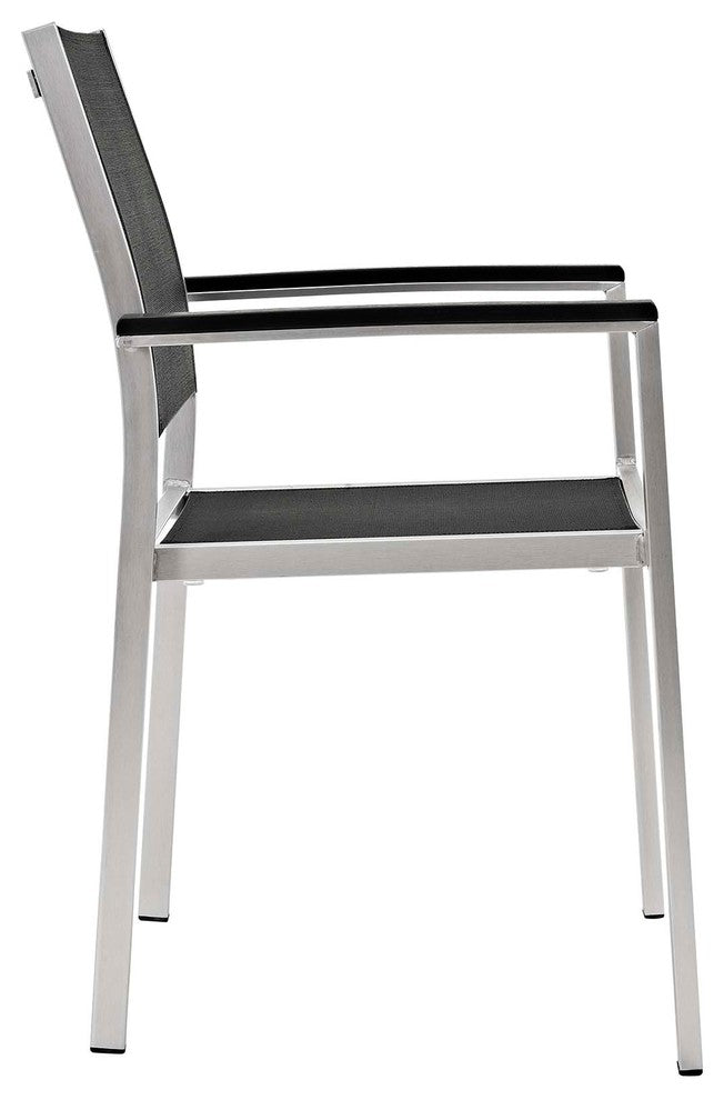 Silver Black Shore 9 Piece Outdoor Patio Aluminum Outdoor Dining Set