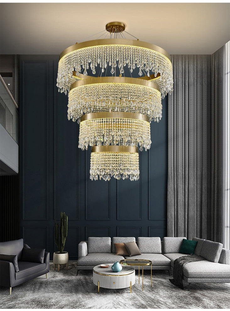 Loda | Multi-level Chic Large Crystal Chandelier, Cool Light 6000k