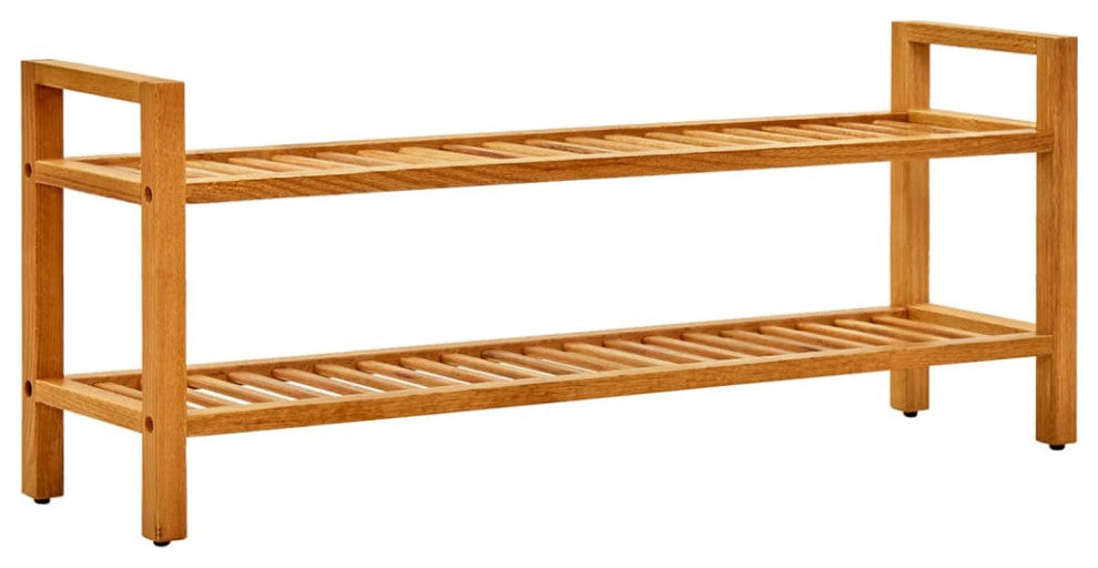 vidaXL Shoe Rack 2-Tier Shoe Storage Organizer Shoe Shelf Holder Solid Oak Wood, 39.4" X 10.6" X 15.7"/ 1 Pcs/ Piece