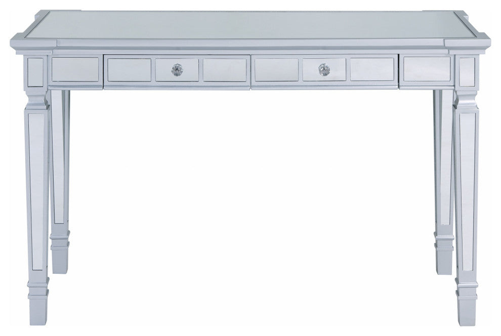 Silver Mirrored Writing Desk with Drawers