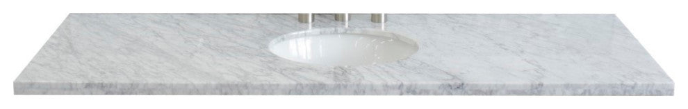 61" White Carrara Countertop and Single Oval Sink