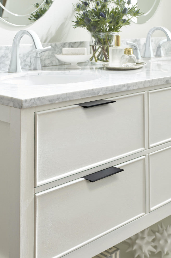Amerock Edge Pull Collection Cabinet Edge Pull, Flat Black, 3" Center-to-Center