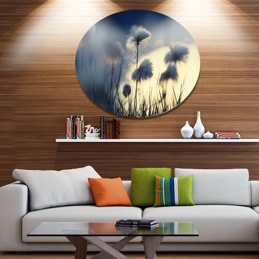 Arctic Blooming Cotton Flowers, Flower Disc Metal Wall Art, 11"