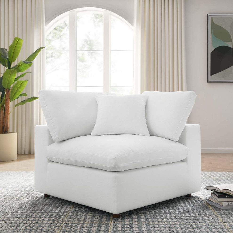Commix Down Filled Overstuffed Corner Chair, Pure White