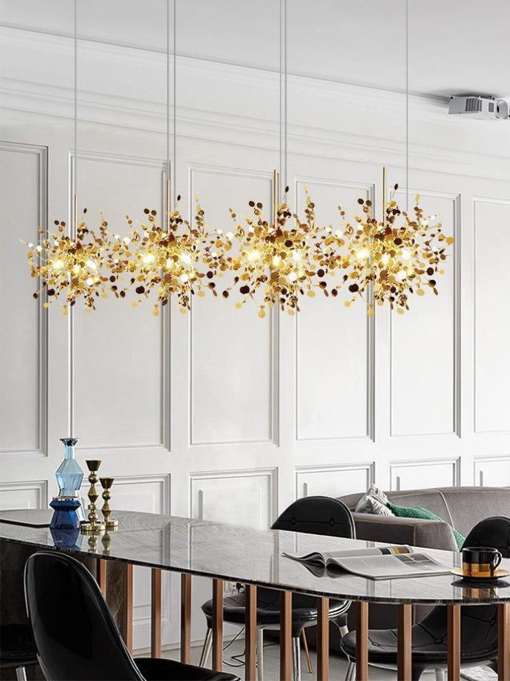 MIRODEMIÂ® Villeneuve-d'Entraunes | Nordic Chandelier in a Modern Style, Golden, 4 Heads, Neutral Light
