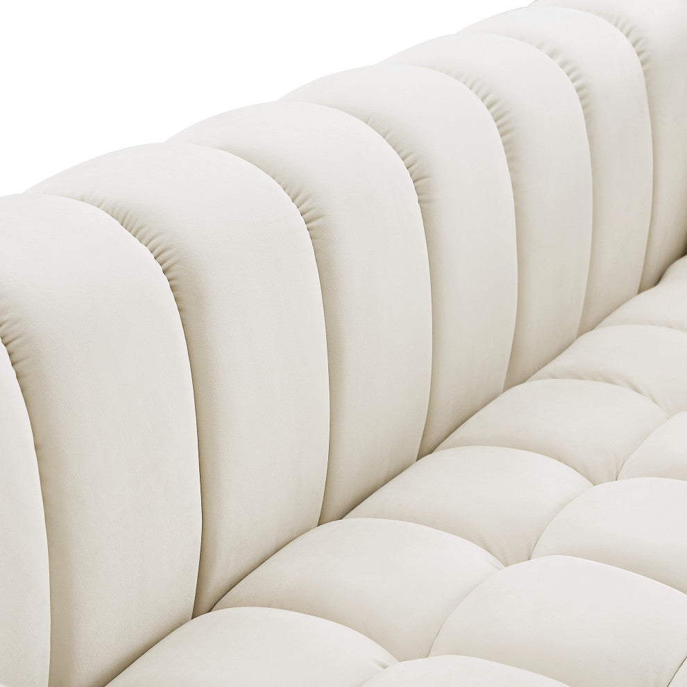 Gwen Velvet Upholstered Chair, Cream, Loveseat
