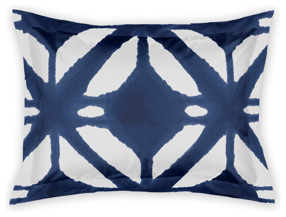 Navy Watercolor Diamond Standard Brushed Poly Sham