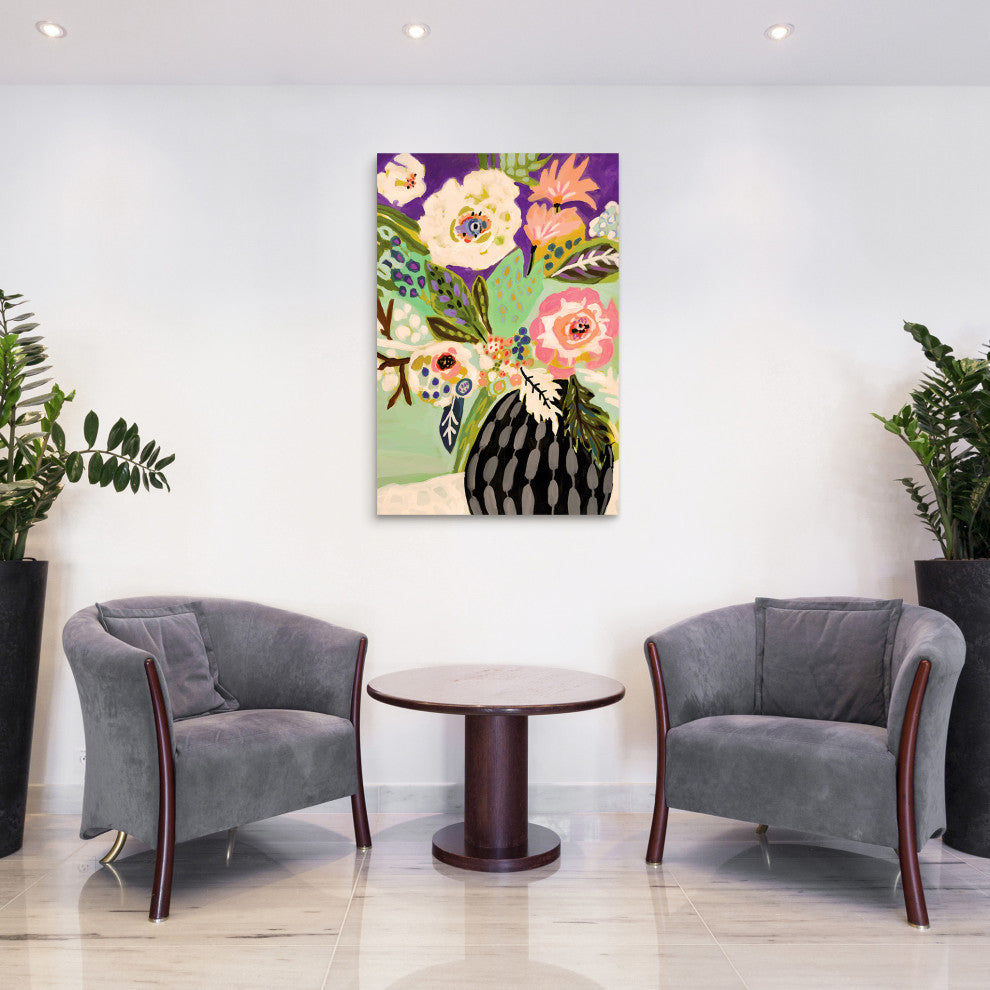 "Fresh Flowers in Vase" Glass Wall Art Free Floating Tempered Glass Print