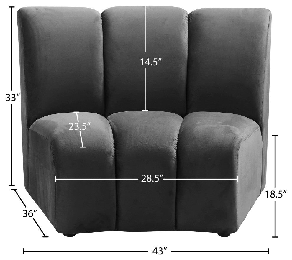 Infinity Channel Tufted Velvet Modular Chair, Gray, 1 Piece