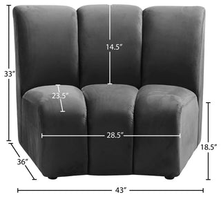 Infinity Channel Tufted Velvet Modular Chair, Gray, 1 Piece