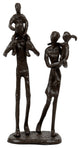 Antique Bronze-Look Iron Family Sculpture, 3.25"x8.5"x2.5", Brown