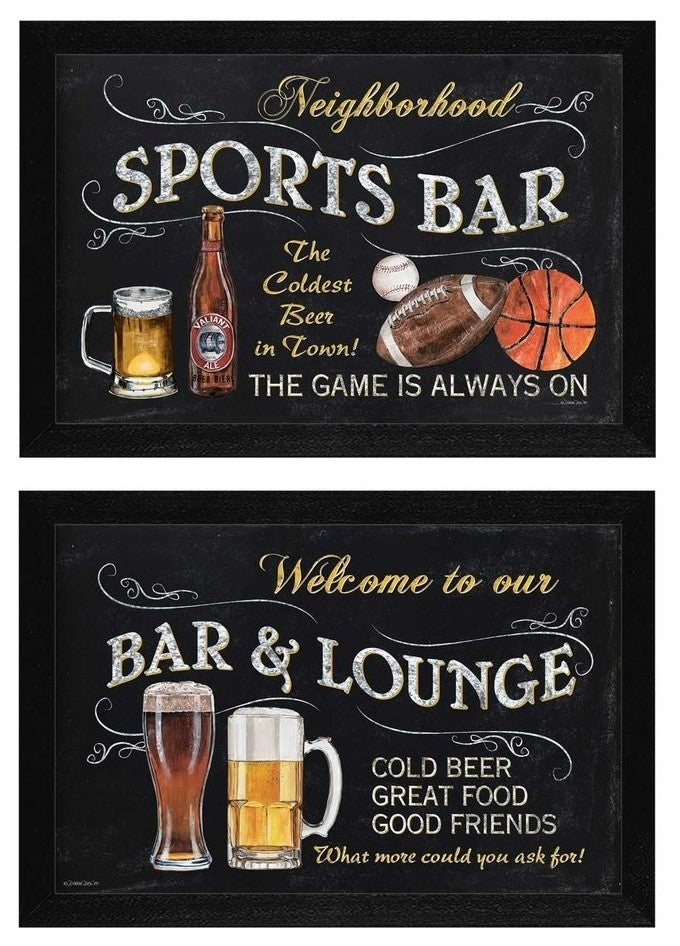 "Sports Bar" Collection By Debbie DeWitt, Printed Wall Art, Black Frame