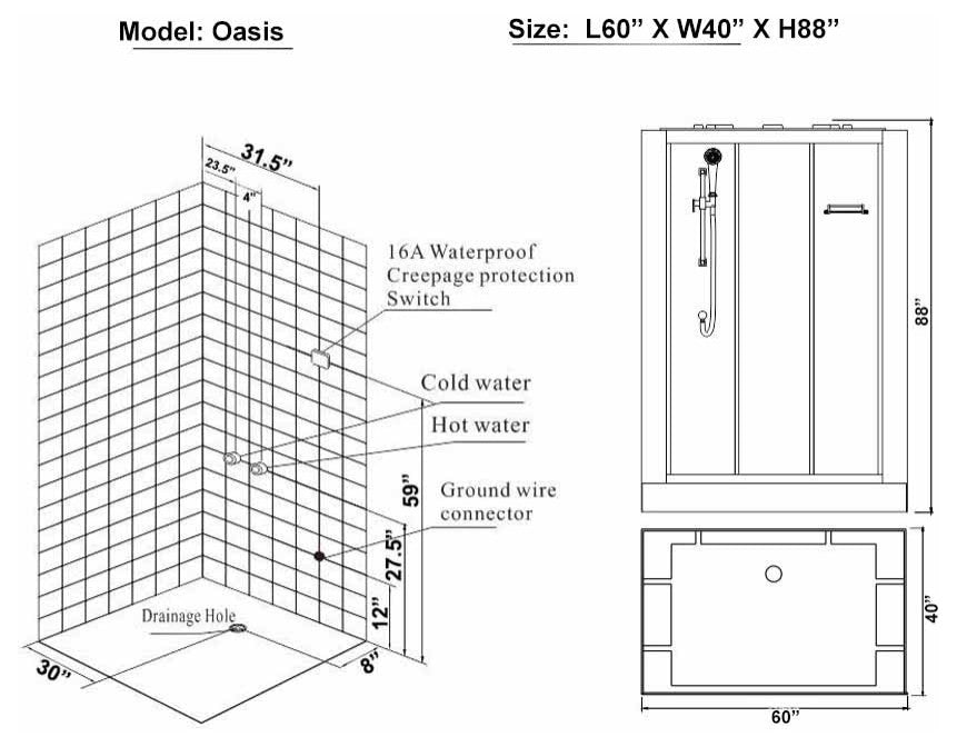 Oasis BL | Alcove Style | 2 Person Steam Shower