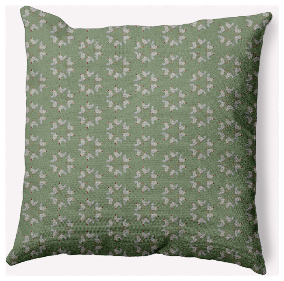 Chickens-go-round Easter Decorative Throw Pillow, Laurel Tree Green, 16x16"
