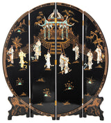 6' Tall Black Lacquer Round Room, Royal Ladies