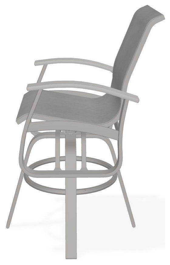 Belle Isle Sling Bar Height Outdoor Swivel Armchair, Alloy/Warm Gray