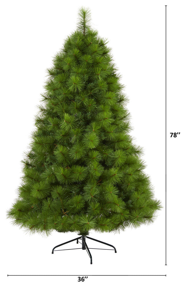 6.5' Green Scotch Pine Artificial Christmas Tree With 350 Clear LED Lights
