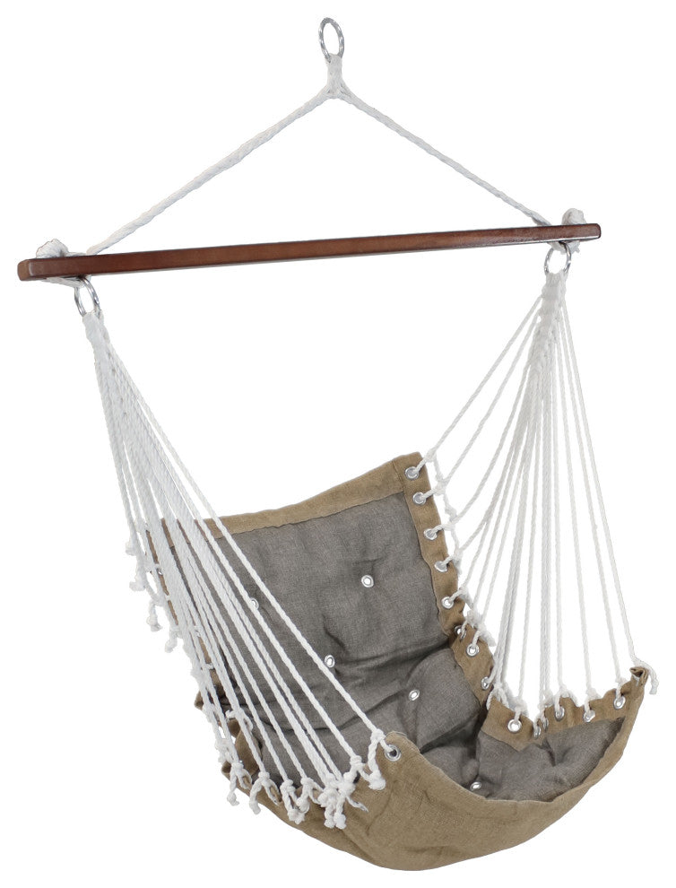 Sunnydaze Tufted Victorian Hanging Hammock Swing, 300 lb. Limit, Gray