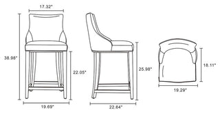 Manhattan Comfort Shubert Counter Stool, Dark Taupe, Single