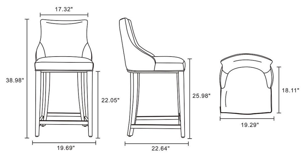 Manhattan Comfort Shubert Counter Stool, Dark Taupe, Single