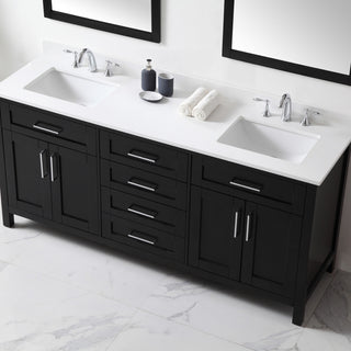 Tahoe Double Vanity Set With Mirrors, 72", Espresso With Cultured Marble Top