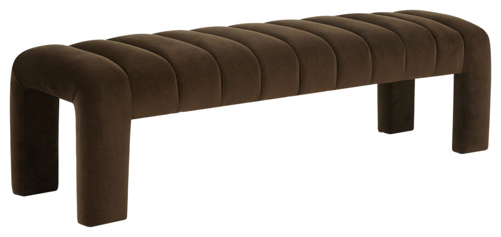 Safavieh Couture Bellisima Channel Tufted Bench, Dark Brown