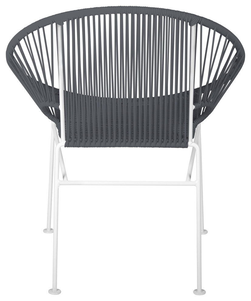 Concha Indoor/Outdoor Handmade Dining Chair, Gray Weave, White Frame