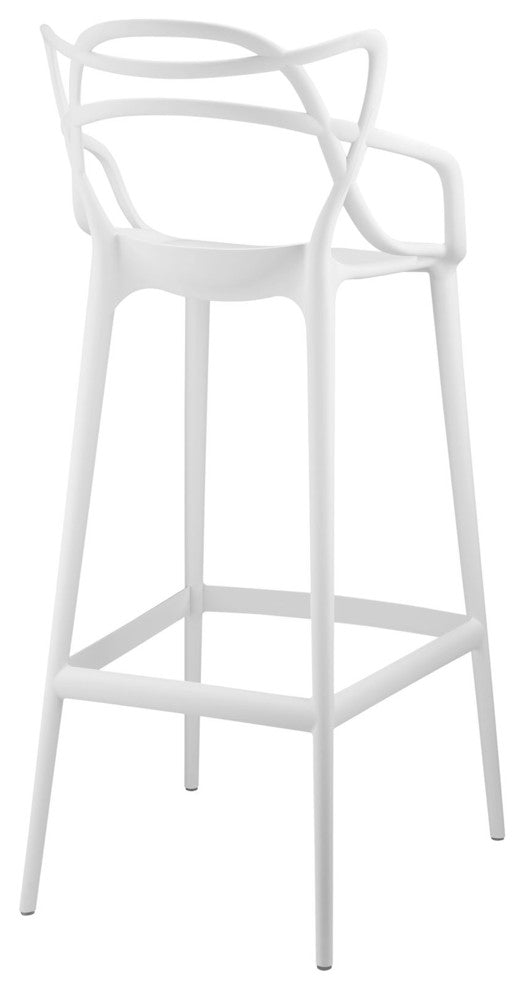 Modern Contemporary Bar Stool, White Plastic