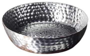 Round Silver Hand Hammered Serving Bowl
