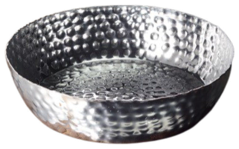 Round Silver Hand Hammered Serving Bowl