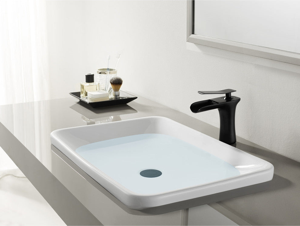 Single-Handle Bathroom Faucet, Push Up Drain, Matte Black
