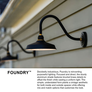 Hinkley Foundry Classic 9.5" Small Gooseneck Barn Light, Gloss White + Brass
