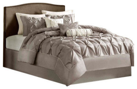 Madison Park Laurel 7 Piece Tufted Comforter Set in Taupe