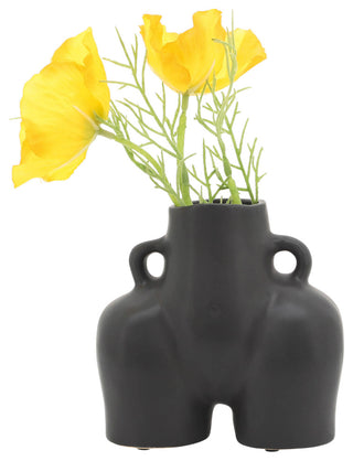 Ceramic 6" Half Body Vase, Black